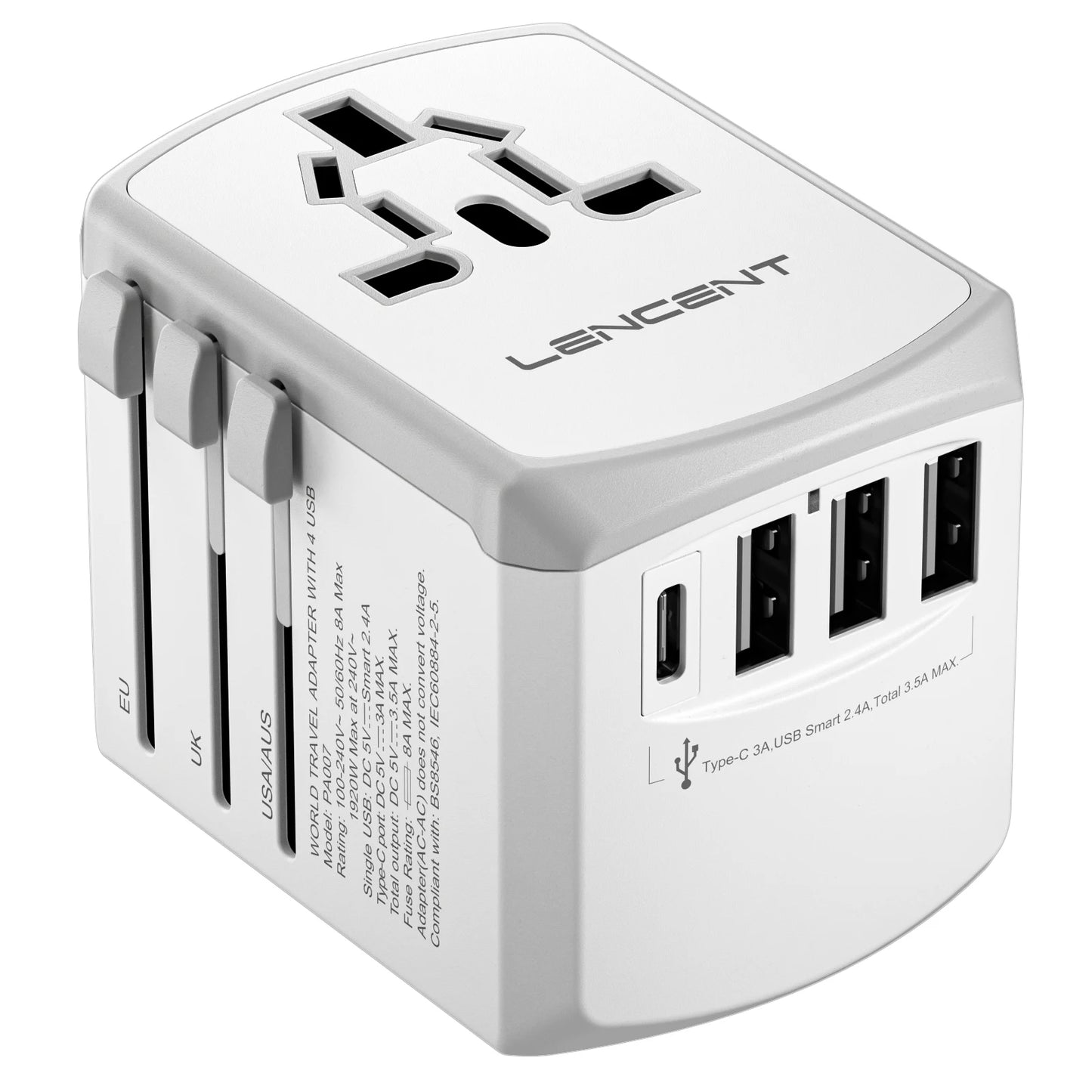 Universal Travel Adapter with USB & Type-C Charging