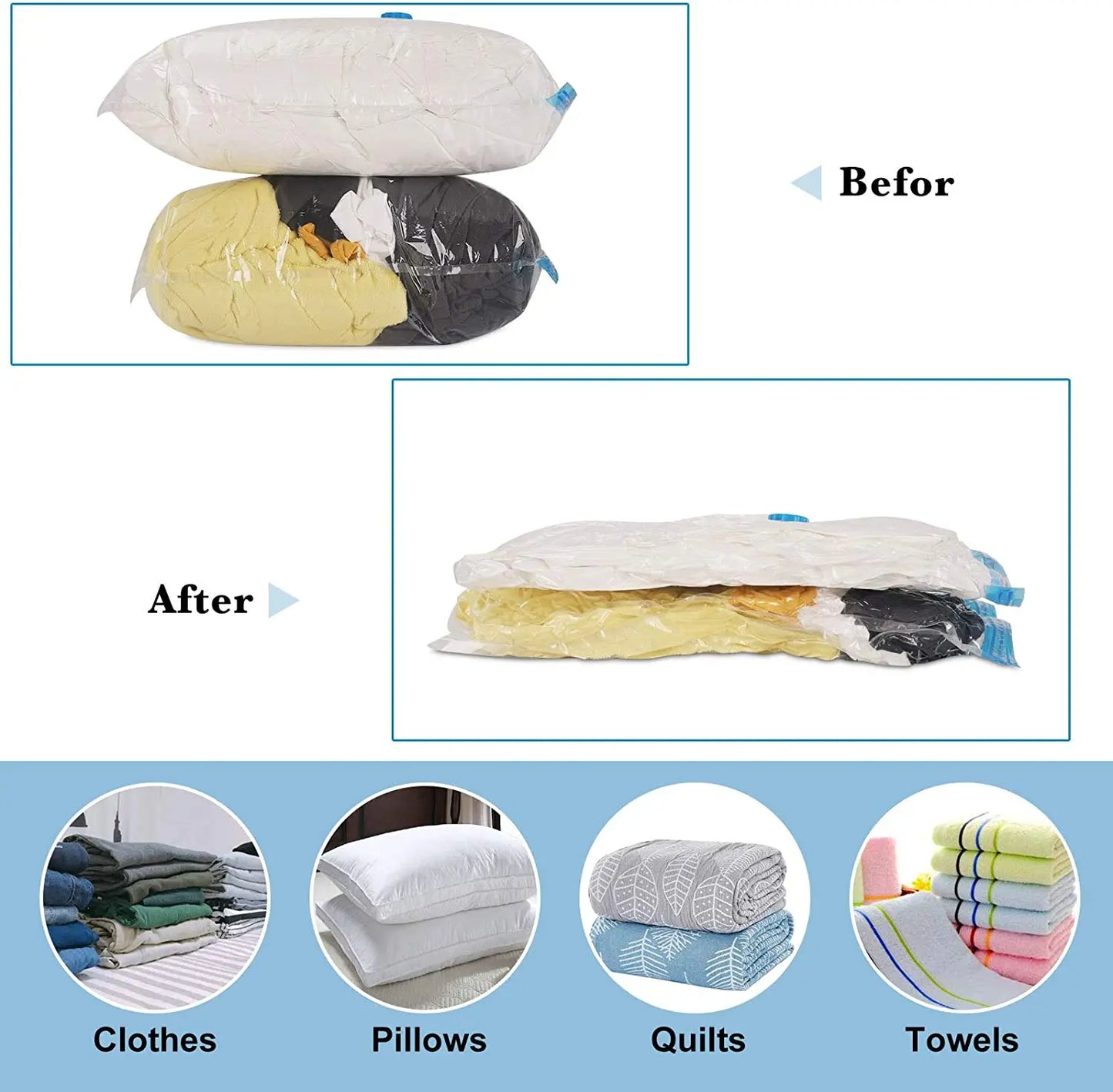 Vacuum Storage Bags for Clothes & Bedding