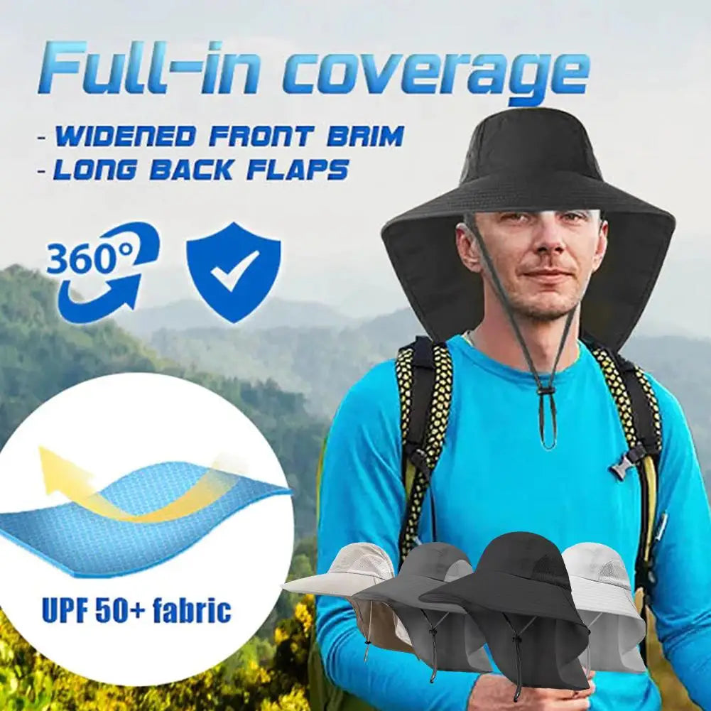 Wide Brim Sun Hat with Neck Flap