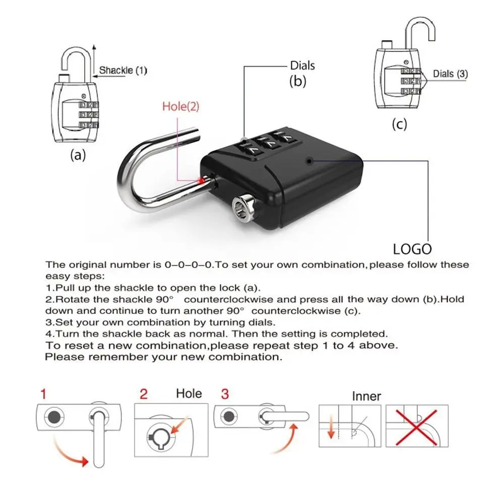 TSA 3-Digit Travel Combination Padlock