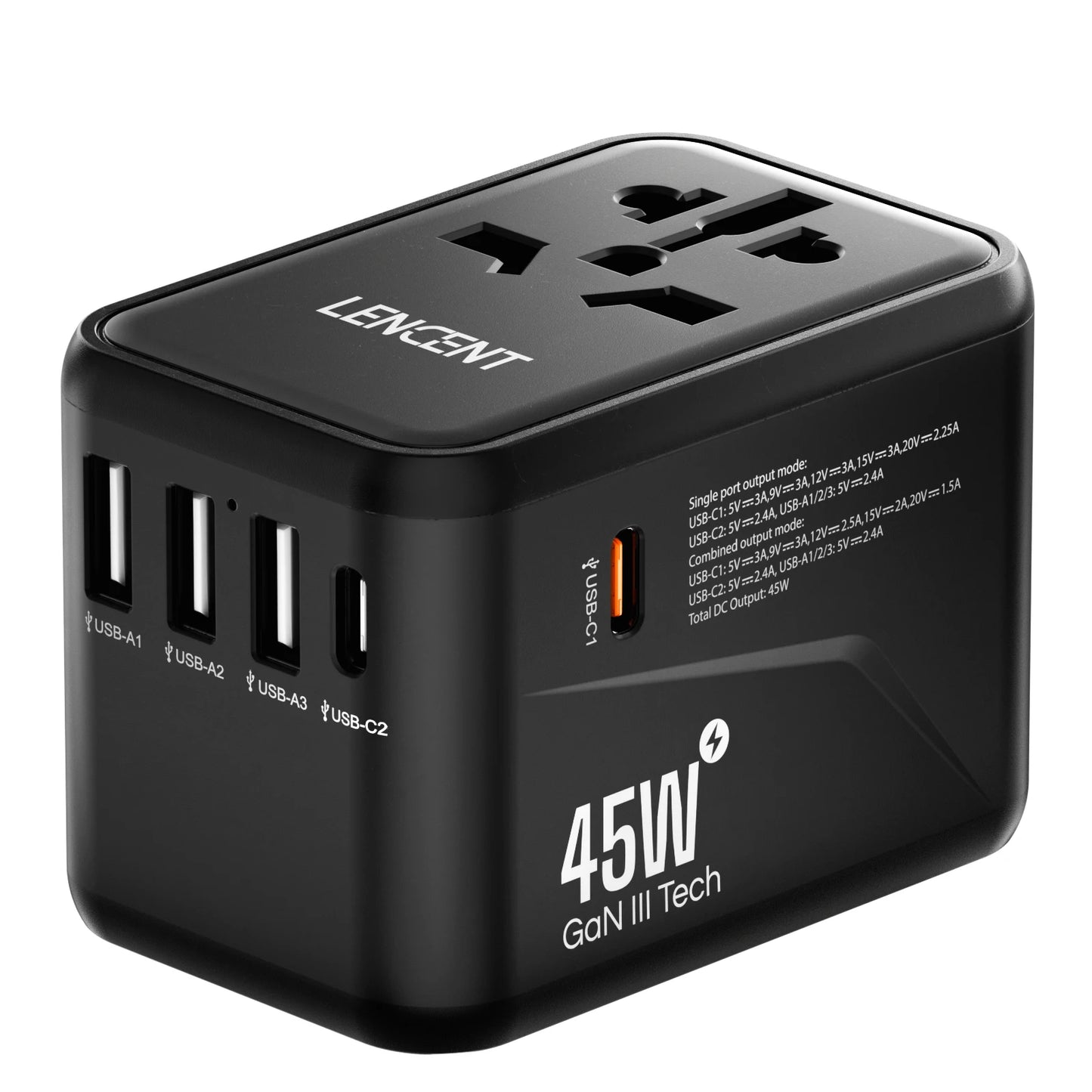 Universal Travel Adapter with USB & Type-C Charging