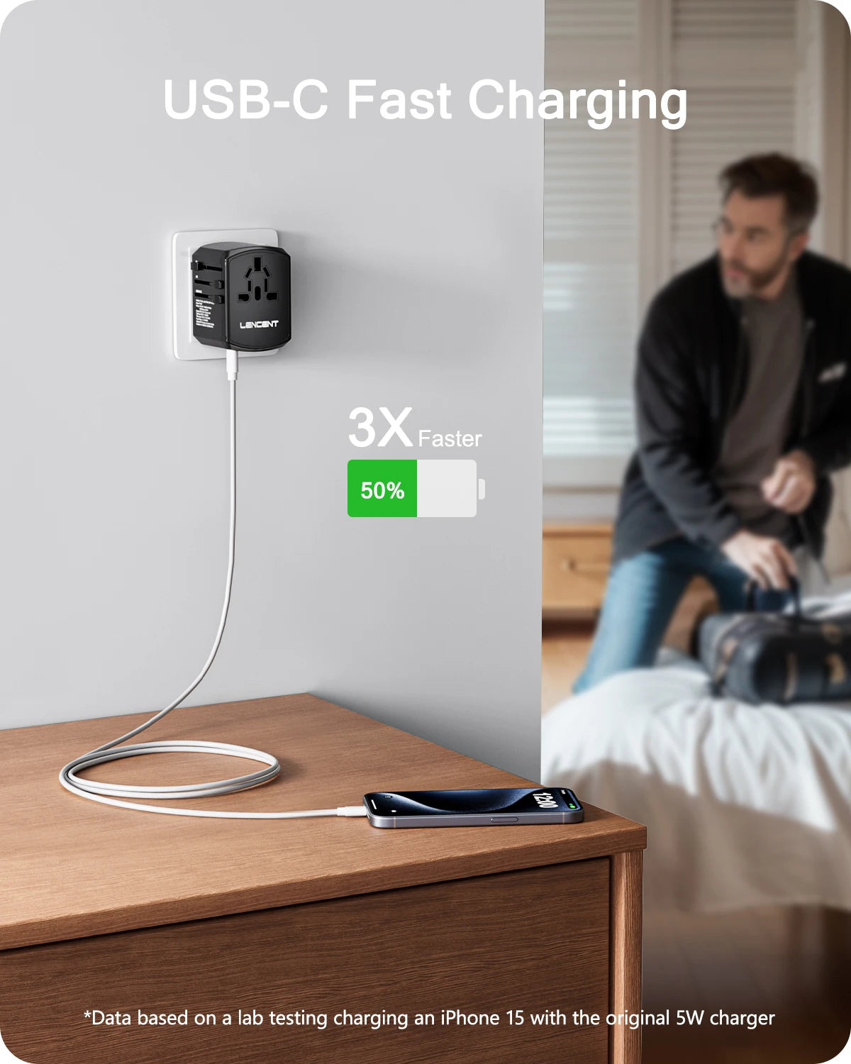 Universal Travel Adapter with USB & Type-C Charging
