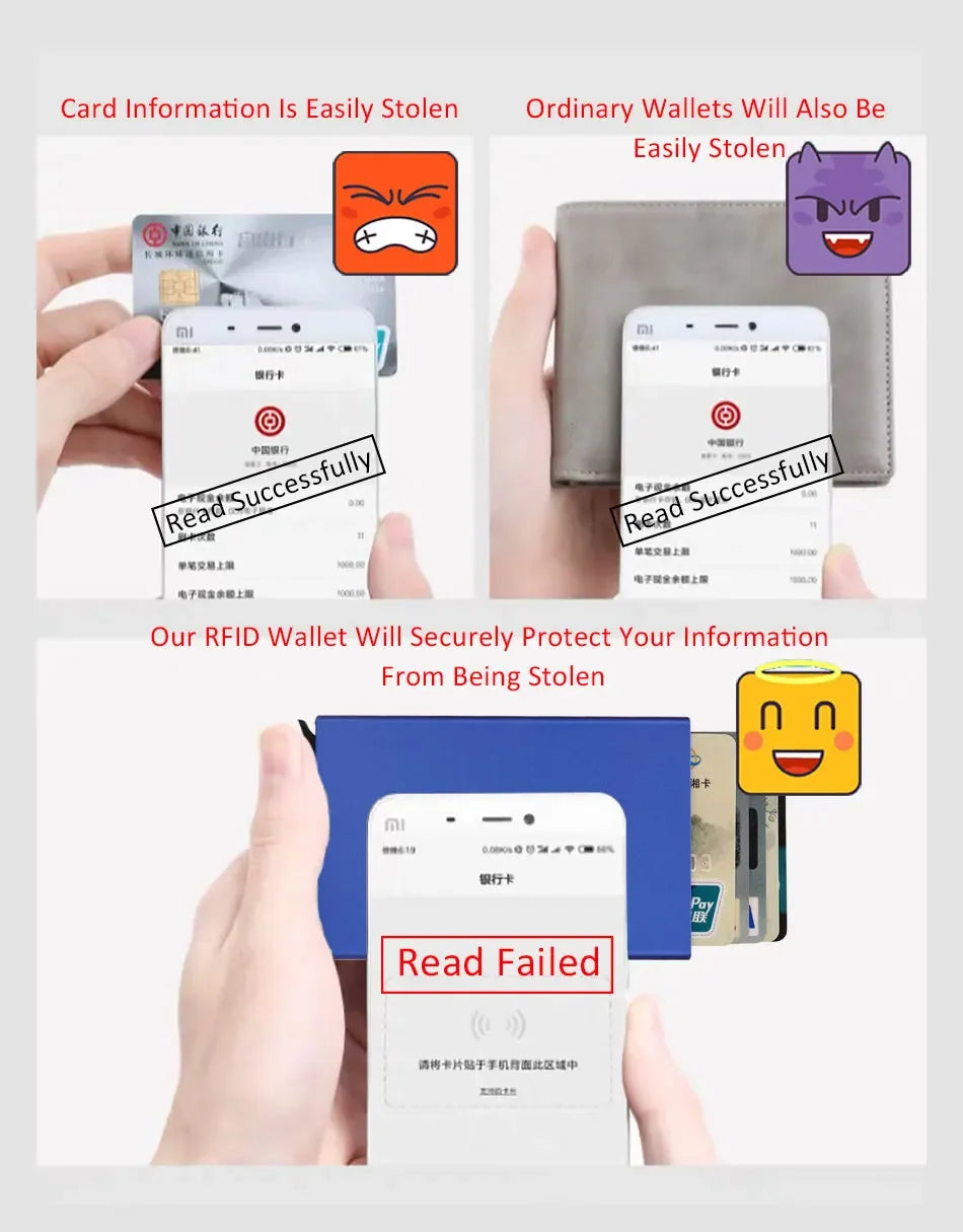 Slim RFID Metal Wallet for Men & Women